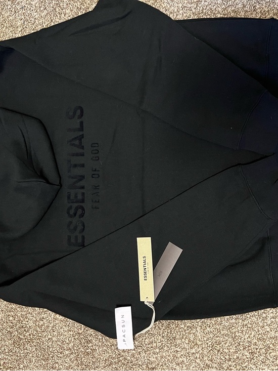 Fear of God Sweaters - Fear of God ESSENTIALS Men's Black Limo Pullover Hoodie